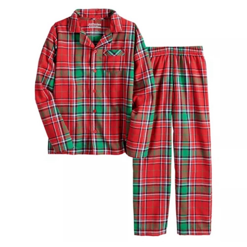 New Jammies for your Families Women Pajama Set; Top & Pants; Red Plaid